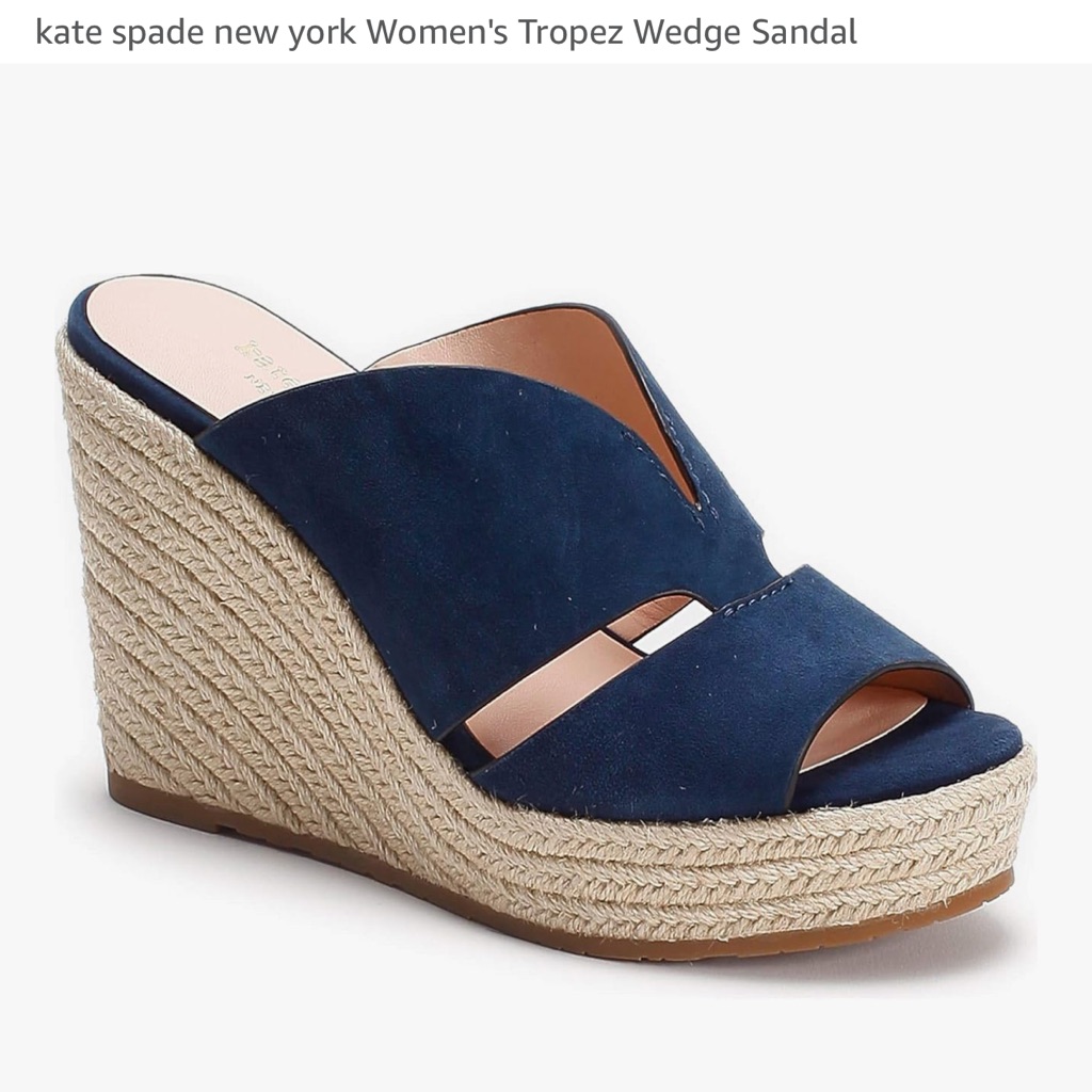 Kate Spade Navy Blue Tropez Espadrille Wedge Sandals  Brand New And Never Worn
